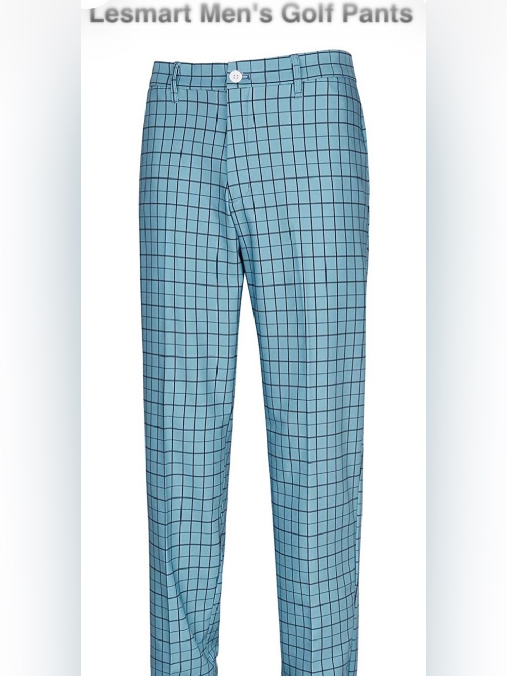 Teal LESMART MENS 46 x 34 BLUE PLAID ELASTIC GOLF TROUSERS